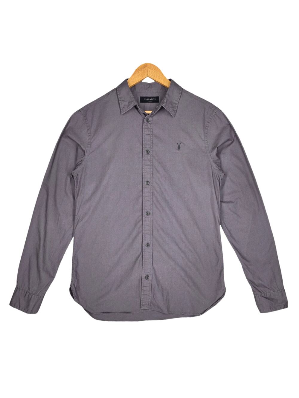 ALLSAINTS MEN’S RIVIERA LONG‑SLEEVE BUTTON-DOWN SHIRT  – SIZE SMALL – GRAY